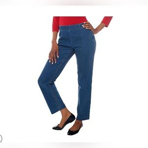 Susan Graver Hollywood Waist Side Zip Denim Regular Jeans Size L